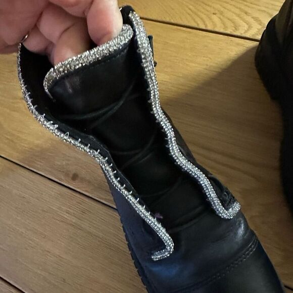 Schutz amirah black leather boots shimmer nwot 7.5 - Picture 4 of 10